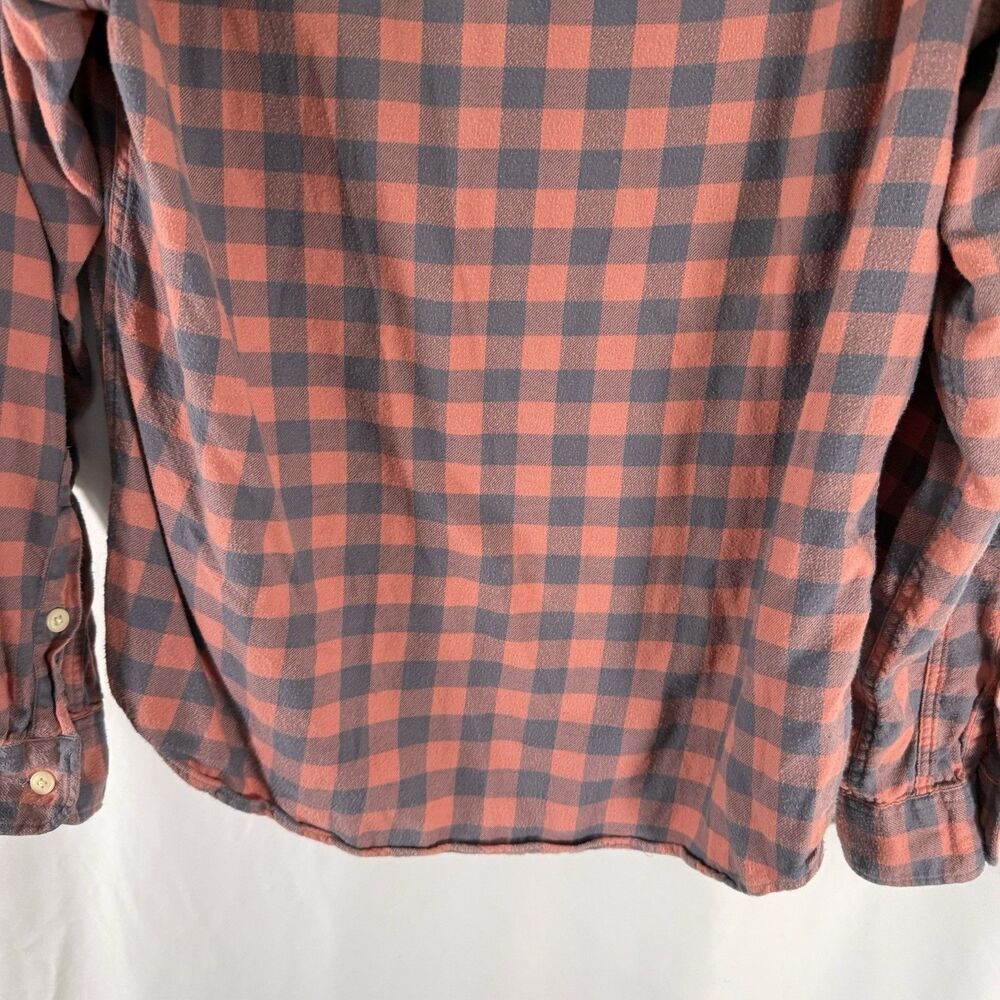 J Crew Flannel Slim Fit Button Down Shirt Men's Medium Orange Plaid Long Sleeve - Picture 9 of 10